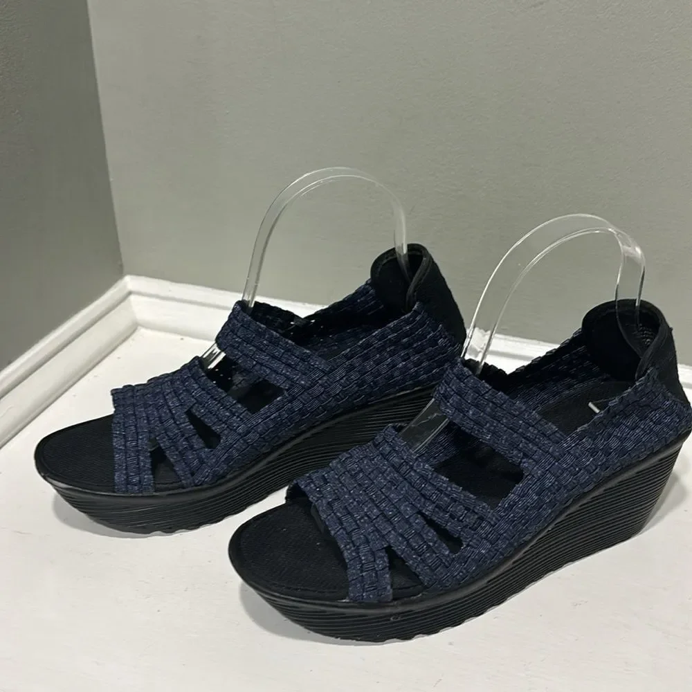 Blue Open Toe Summer/Spring Platform Wedge by White Mountain -size 8.5